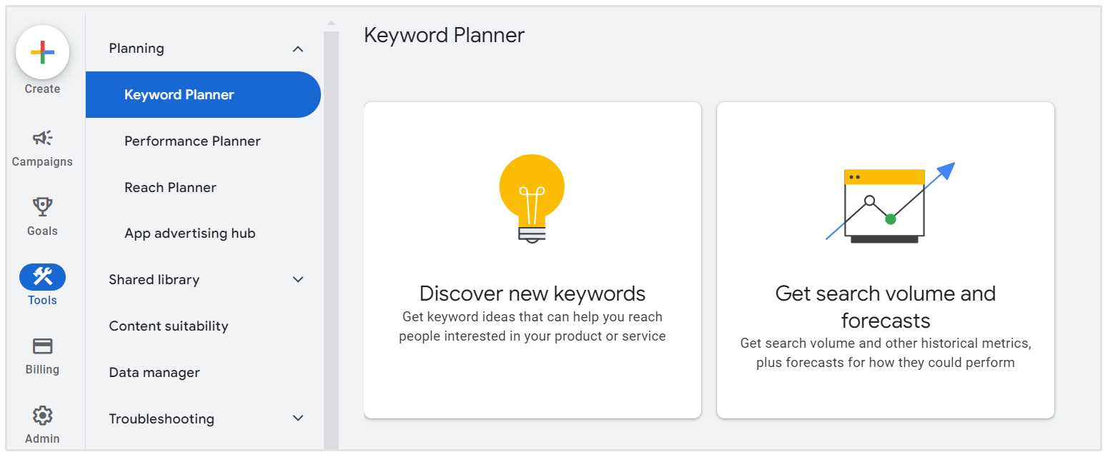 google keyword planner stap 1